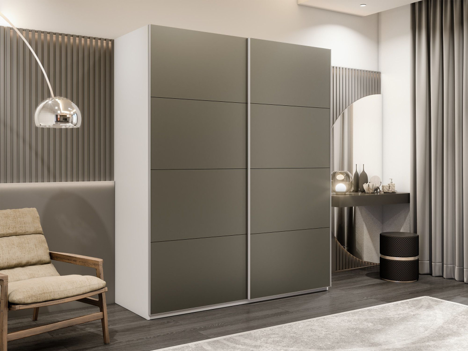 Шкафы-купе 2-х дверные, Шкаф-купе Эста 2-х дверный Стекла хаки/Доводчик 200х66х240