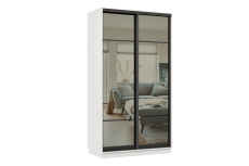 Шкафы-купе 2-х дверные, Шкаф-купе Премьер 12 (11ЗГ;11ЗГ) фасады зеркало графит/двухдверный/Профиль чёрный муар