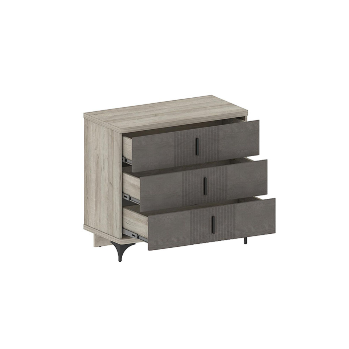 Комоды, Комод Шер КМ-2301, дуб серый, айронвуд серебро