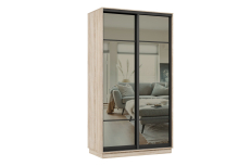 Шкафы-купе 2-х дверные, Шкаф-купе Премьер МИНИ 04 (11ЗГ;11ЗГ) фасады зеркало графит/двухдверный/Профиль чёрный муар