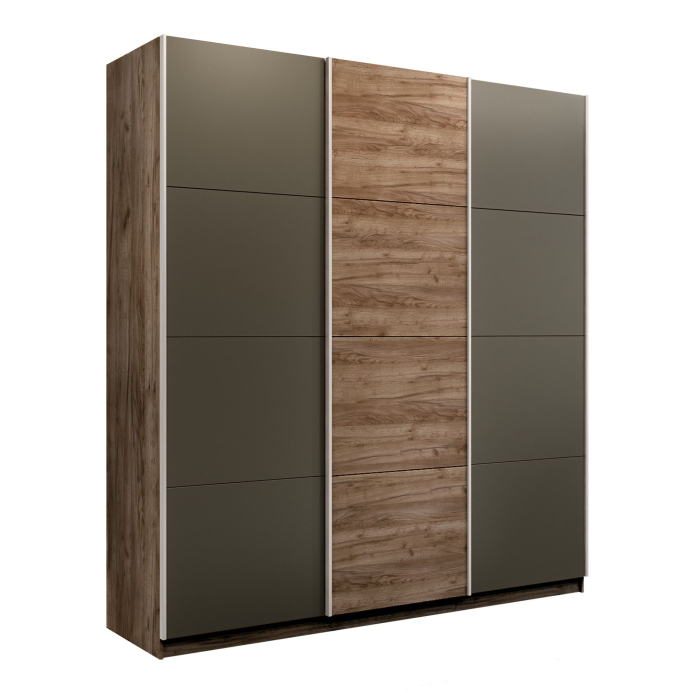 Шкафы-купе 3-х дверные, Шкаф-купе Эста 3-х дверный ДСП/Стекла хаки/Доводчик 300х66х240