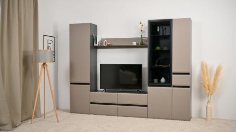 Шкаф с ящиком Сидней 13.202, антрацит, веллюто капучино