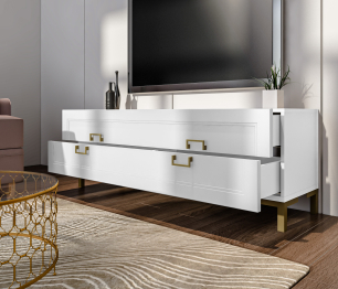 Тумба под телевизор Ассоль СБ-3433 Белый/МДФ Белый