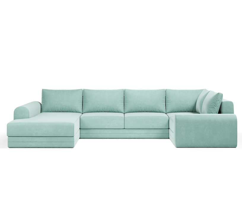 Диваны угловые в гостиную, Угловой диван Модерно П-образный, велюр