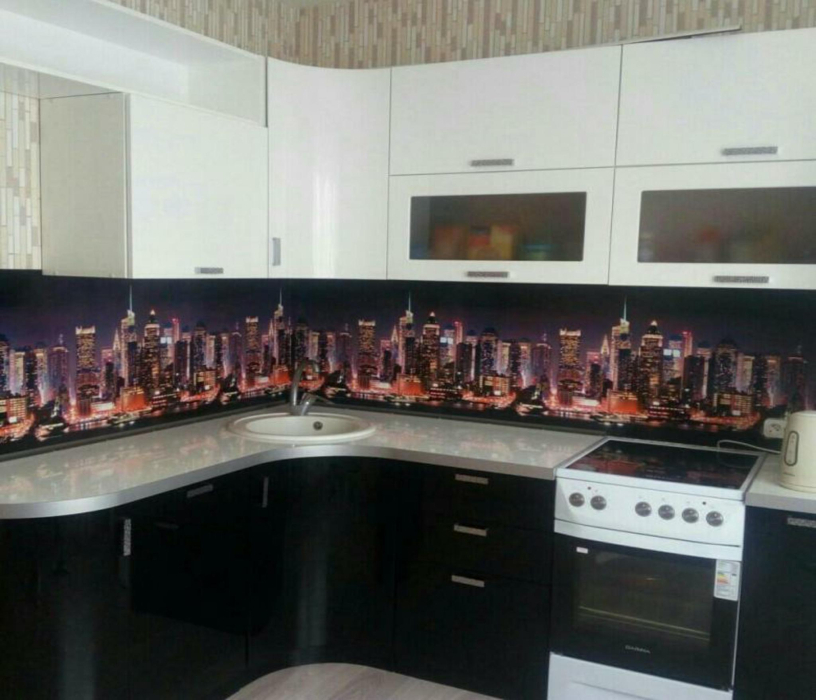 Стеновые панели из АБС-пластика, Кухонный фартук Ночной город 2000x600x1.5 мм глянец