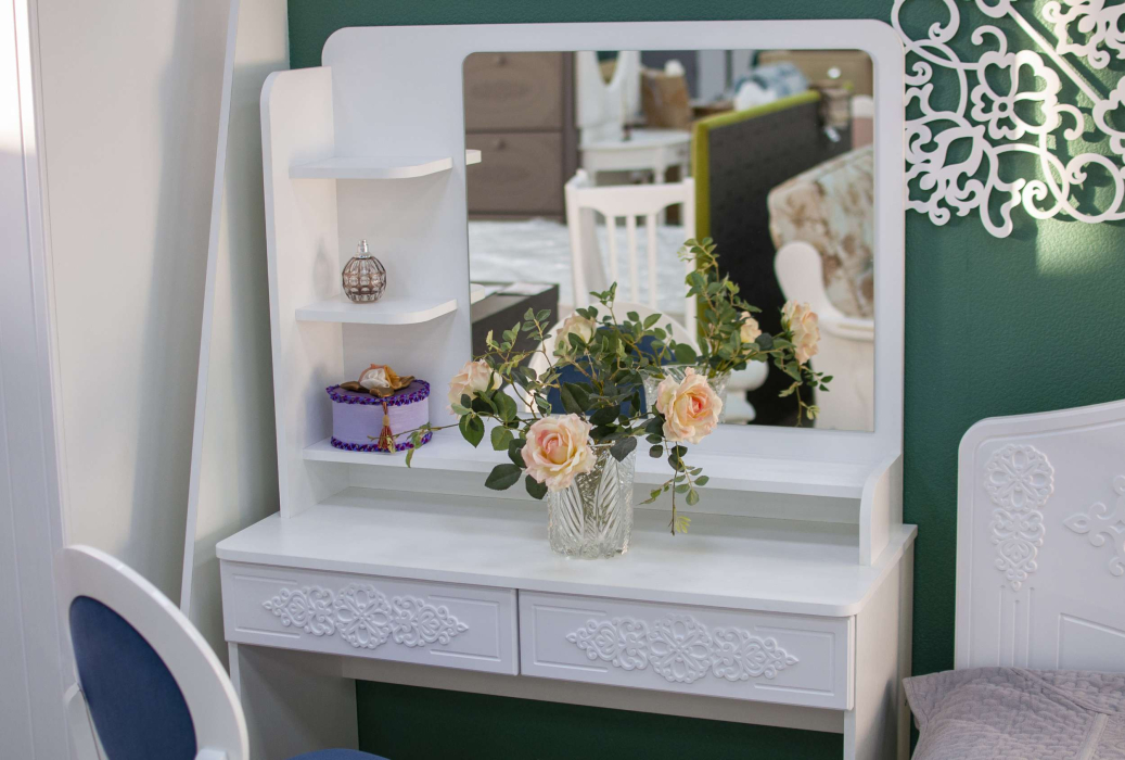 Зеркала в спальню, Туалетный столик с зеркалом Ассоль Лайт ТСН-3