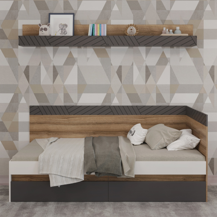 Детские полки, Полка навесная Гринвич мод. 6, авелано, темно-серый