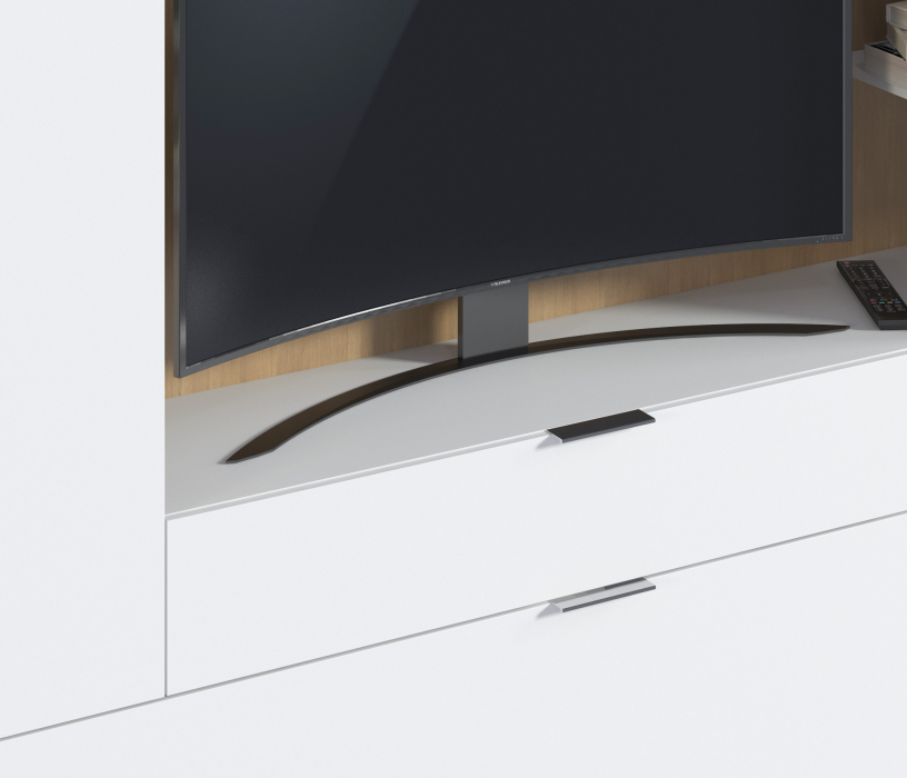 Стенки для гостиной, Стенка Мальта СБ-3265 Белый,Дуб Гамильтон/МДФ Белый