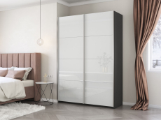 Шкафы-купе 2-х дверные, Шкаф-купе Прайм 2х дверный Белый глянец 160х57х230