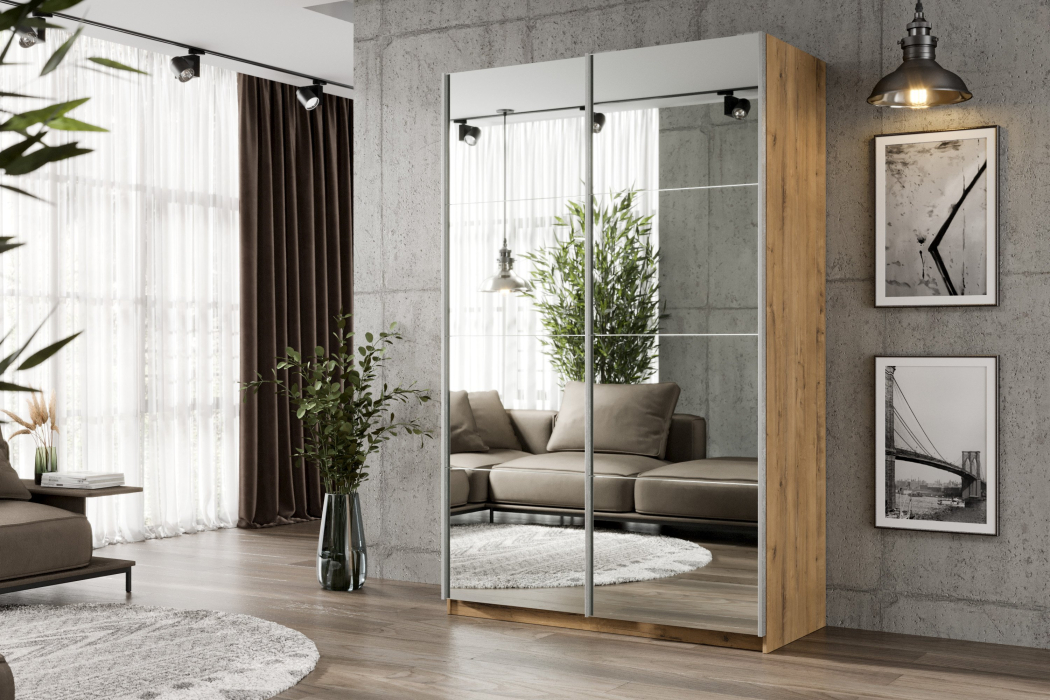 Шкафы-купе 2-х дверные, Шкаф-купе Smart 1222 2х дверный (фасады зеркало) профиль серебро