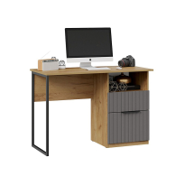 Детские столы, Стол письменный Хилтон тип 1, дуб крафт золотой, графит матовый