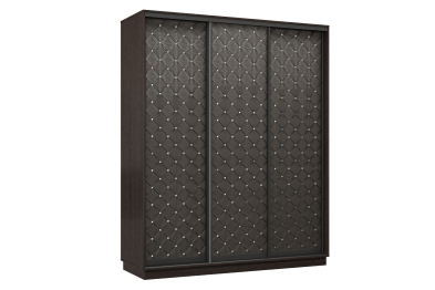 Шкаф-купе Премьер 21 (01РЧ;01РЧ;01РЧ) фасады ромб чёрный/трёхдверный/Профиль чёрный муар