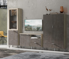 Шкафы распашные, Шкаф Анима ШК-3021, дуб серый, камень темный