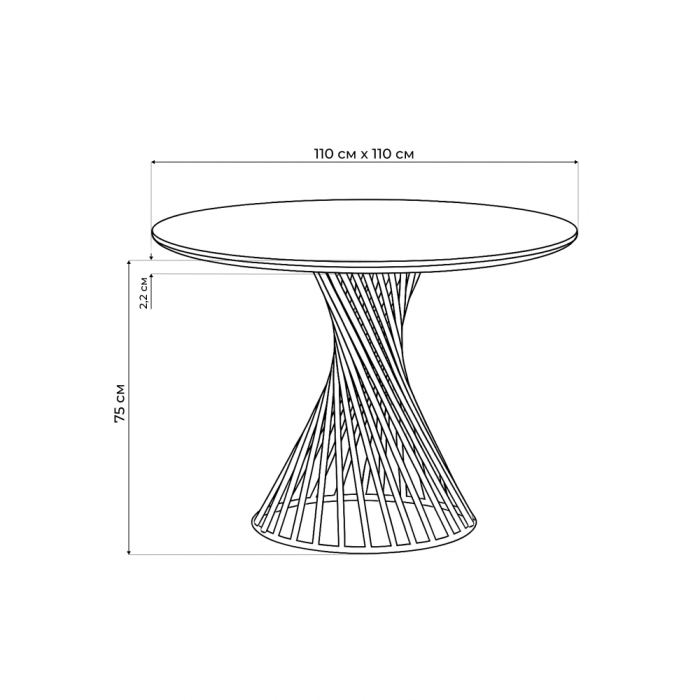 Обеденные столы, Керамический стол Вивиен 110 (чёрная нога)