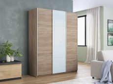 Шкафы-купе 3-х дверные, Шкаф-купе Прайм 3-х дверный ДСП/Стекло белое/Доводчики 180х57х230