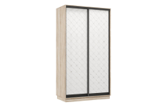 Шкафы-купе 2-х дверные, Шкаф-купе Премьер 12 (01РБ;01РБ) фасады ромб белый/двухдверный/Профиль чёрный муар