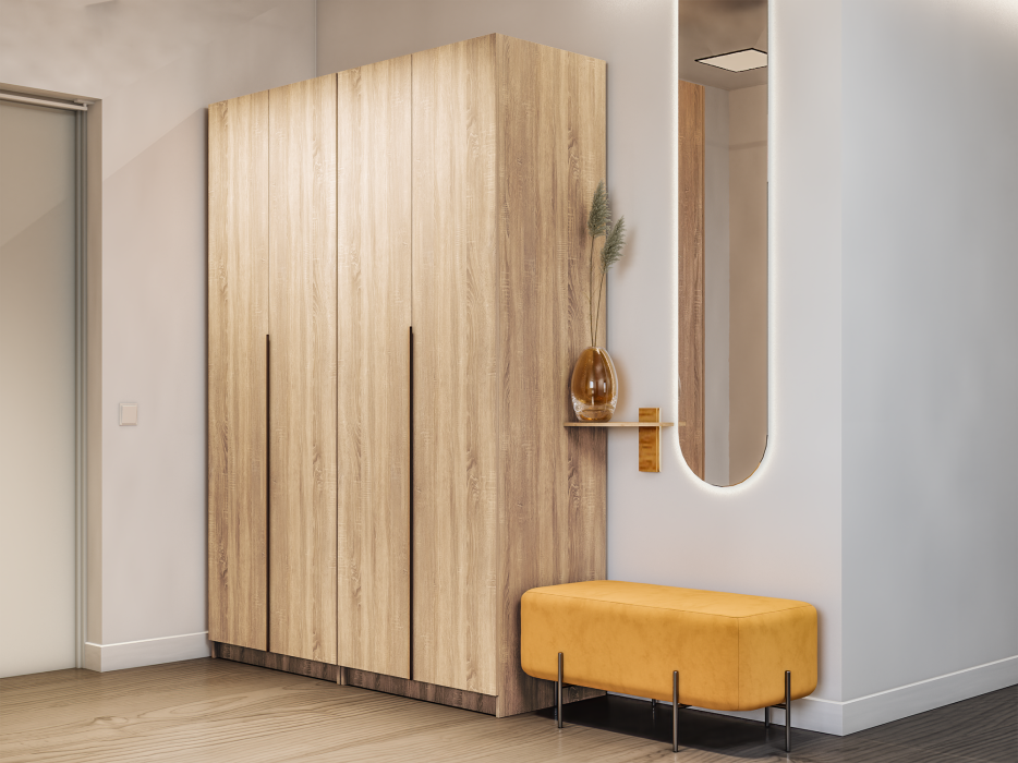 Шкафы распашные, Шкаф складной Е1 Локер ("Гармошка") 162х52.5х220 см, с двумя модулями