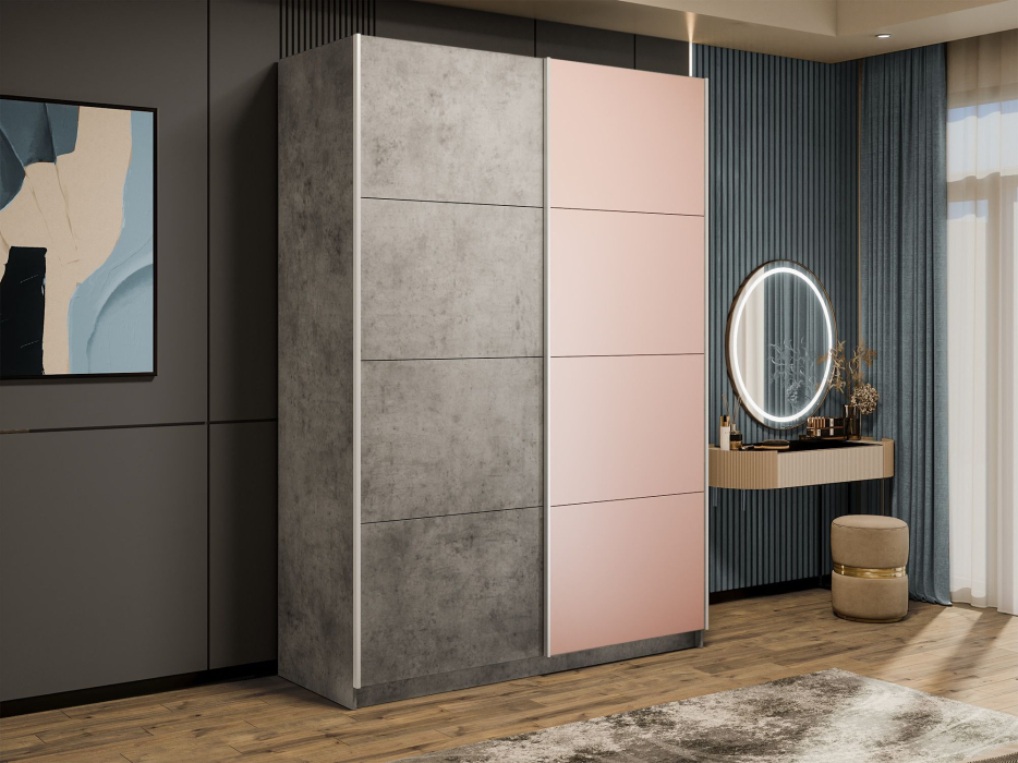 Шкафы-купе 2-х дверные, Шкаф-купе Прайм 2-х дверный ДСП/Стекло пудра/Доводчики 140х57х230