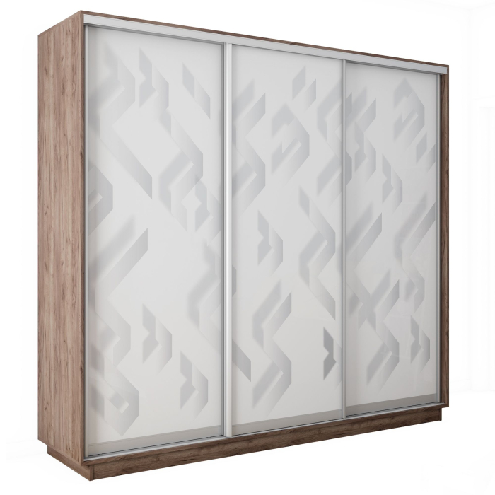 Шкафы-купе 3-х дверные, Шкаф-купе Экспресс 3-х дверный Фотопечать Ленты Стекла 210х45х220