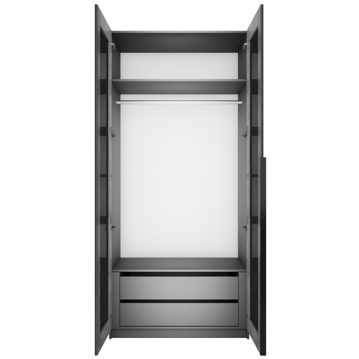Шкафы распашные, Шкаф распашной Е1 Локер 101x52.5x220 см, с черным стеклом и модулем