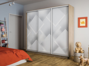 Шкаф-купе Экспресс 3-х дверный Фотопечать Квадрат Стекла 210х45х240