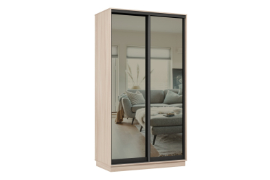 Шкаф-купе Премьер МИНИ 04 (01ЗГ;01ЗГ) фасады зеркало графит/двухдверный/Профиль чёрный муар