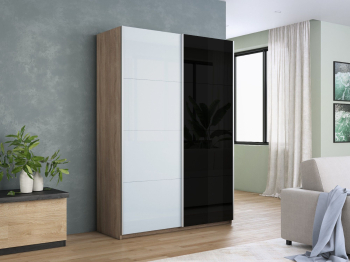 Шкаф-купе Прайм 2-х дверный Стекло белое/Стекло черное/Доводчики 160х57х230