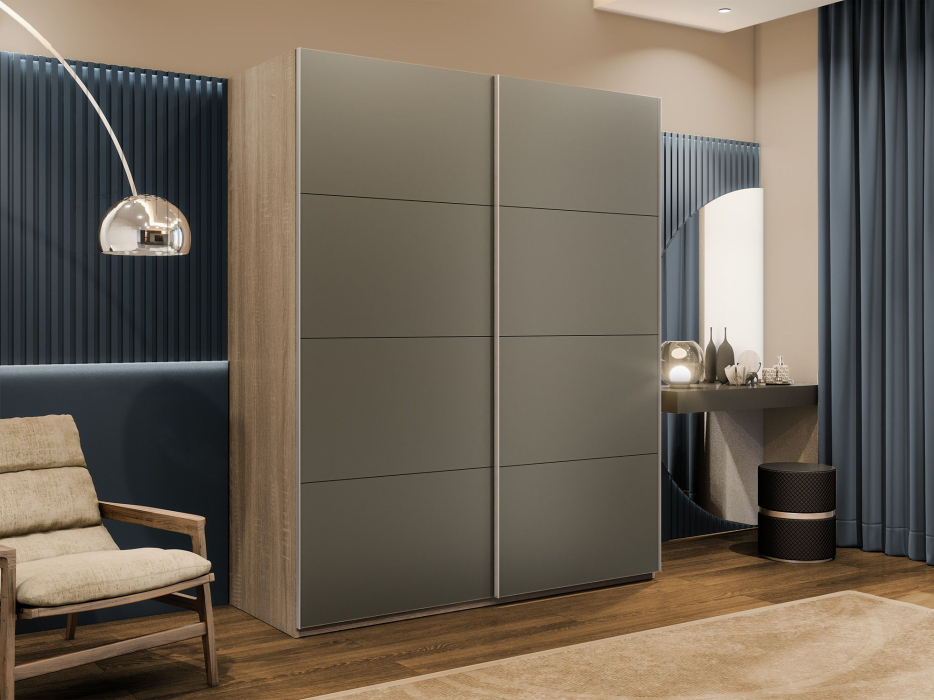 Шкафы-купе 2-х дверные, Шкаф-купе Эста 2-х дверный Стекла хаки/Доводчик 200х66х240