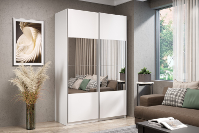 Шкаф-купе Smart 1624 2х дверный (фасады ЛДСП/зеркало) профиль серебро