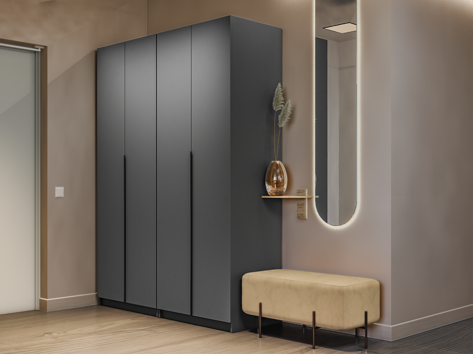 Шкафы распашные, Шкаф складной Е1 Локер ("Гармошка") 162х52.5х220 см, с модулем