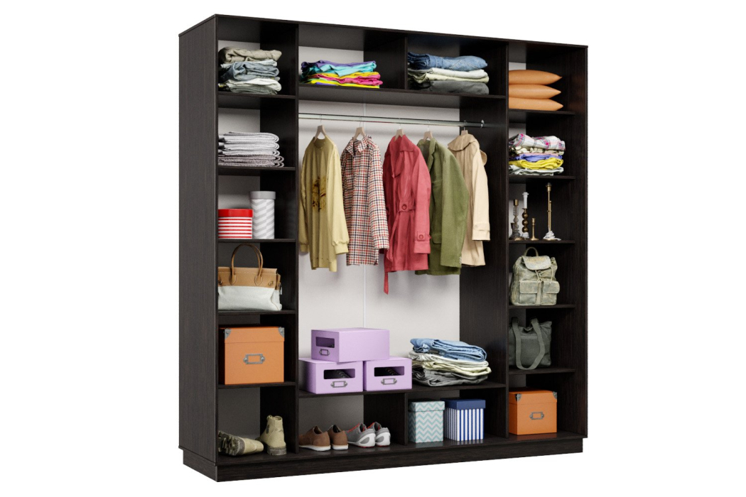 Шкафы-купе 3-х дверные, Шкаф-купе Премьер 34 (01ЗБ;01ЗБ;01ЗБ) фасады зеркало бронза/трёхдверный/Профиль чёрный муар