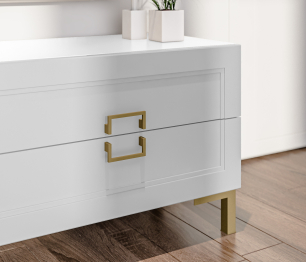 Тумба под телевизор Ассоль СБ-3433 Белый/МДФ Белый