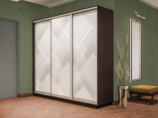 Шкафы-купе 3-х дверные, Шкаф-купе Экспресс 3-х дверный Фотопечать Квадрат Стекла 210х45х220
