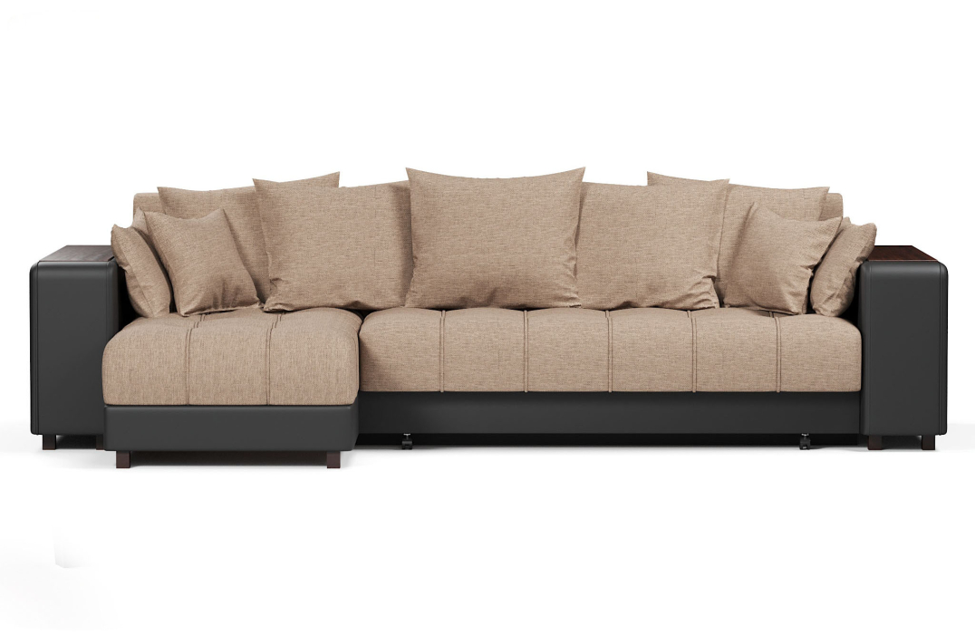 Диваны угловые, Диван угловой Дубай еврокнижка рогожка+экокожа