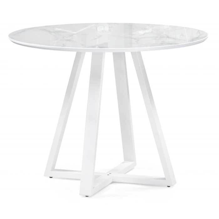 Обеденные столы, Стол стеклянный Норфолк 100х78 (белые ноги)