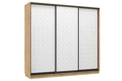 Шкаф-купе Премьер 58  (01РБ;01РБ;01РБ) фасады ромб белый/трёхдверный/Профиль чёрный муар