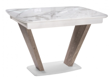 Обеденные столы, Стол Петир 120 дуб с пилением / белая шагрень