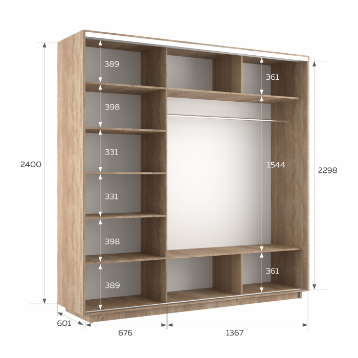 Шкафы-купе 3-х дверные, Шкаф-купе Экспресс 3-х дверный Фотопечать Ленты Стекла 210х60х240