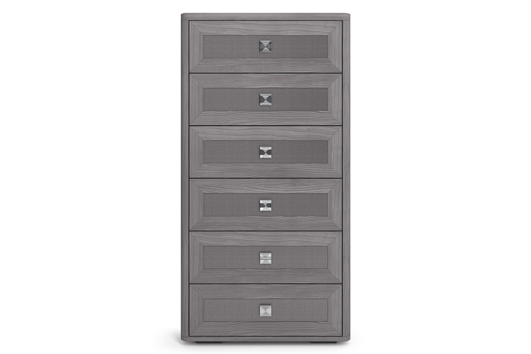 Комоды, Комод высокий Парма НЕО, лиственница темная, экокожа дила