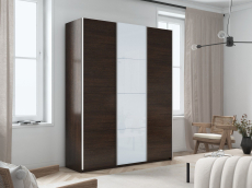 Шкафы-купе 3-х дверные, Шкаф-купе Прайм 3-х дверный ДСП/Стекло белое/Доводчики 210х57х230