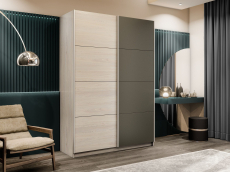 Шкафы-купе 2-х дверные, Шкаф-купе Прайм 2-х дверный ДСП/Стекло хаки/Доводчики 140х57х230