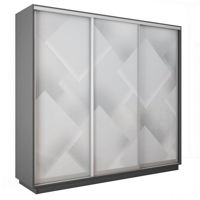 Шкафы-купе 3-х дверные, Шкаф-купе Экспресс 3-х дверный Фотопечать Квадрат Стекла 210х45х220