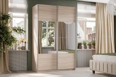 Шкафы-купе 2-х дверные, Шкаф-купе Smart 1424 2х дверный (фасады ЛДСП/зеркало) профиль серебро