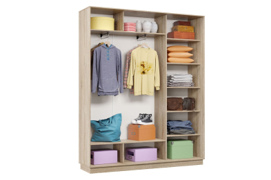 Шкаф-купе Премьер 23 (01РЧ;01РЧ;01РЧ) фасады ромб чёрный/трёхдверный/Профиль чёрный муар