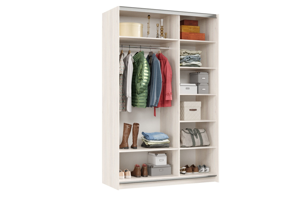 Шкафы-купе 2-х дверные, Шкаф-купе Smart 1422 2х дверный (фасады зеркало) профиль серебро