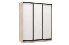 Шкафы-купе 3-х дверные, Шкаф-купе Премьер 21 (01РБ;01РБ;01РБ) фасады ромб белый/трёхдверный/Профиль чёрный муар