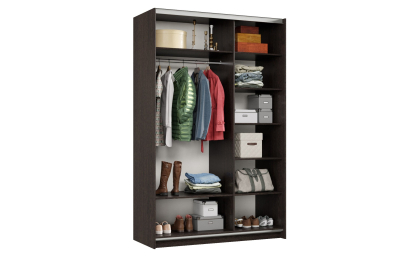 Шкаф-купе Smart 1424 2х дверный (фасады ЛДСП,зеркало) профиль серебро