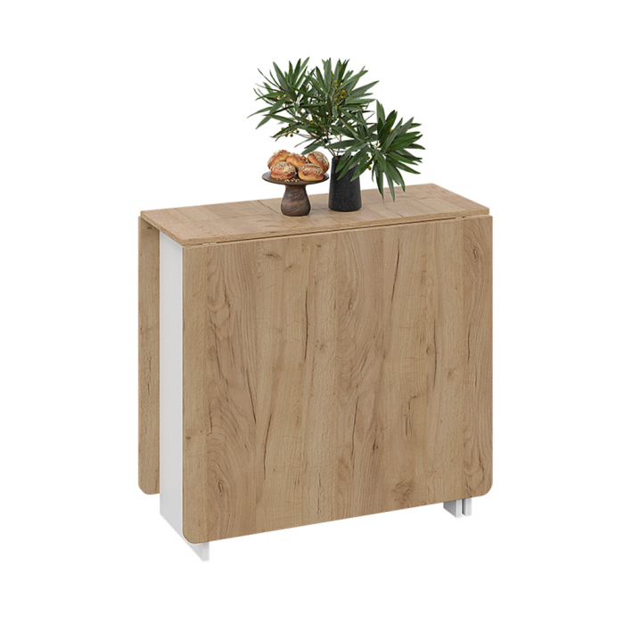 Обеденные столы, Стол-книжка тип 2, белый, дуб крафт золотой