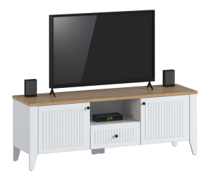 Тумба под телевизор Монтана СБ-3557 Белый Альпийский,Дуб Гамильтон/МДФ Дуб Белый