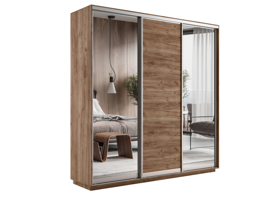 Шкафы-купе, Шкаф-купе Экспресс Медиум (2 зеркала) трио 2200 x 1800 x 600
